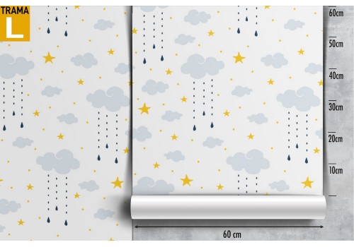 Children's wallpaper with clouds and stars pattern. 2