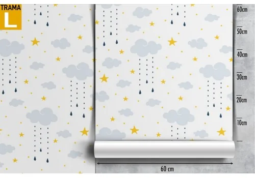 Children's wallpaper with clouds and stars pattern. 2