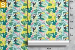 Wallpaper Design and Styles Flora and Fauna Animals Abstract Tropical Leaves