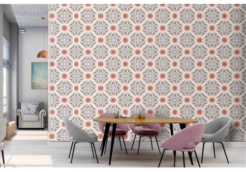 English vintage geometric ornament wallpaper decoration.