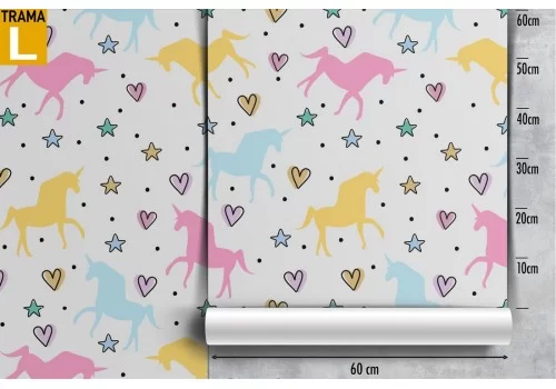 Carta da Parati bambini fantasy unicorni pattern. 2