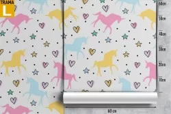 Children's wallpaper fantasy unicorn pattern.