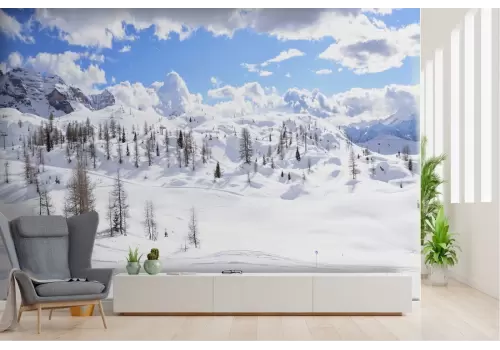 Carta da Parati paesaggio montagna neve