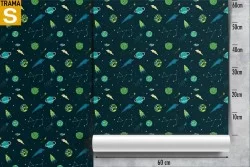 Children's Wallpaper Rockets Airplanes Hot Air Balloons Space and Planets