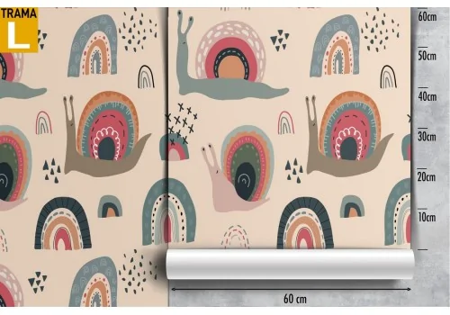 Children's wallpaper with rainbows and snails. 2