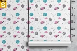 Carta da Parati Bambini Decorazioni e Pattern Spazio e Pianeti