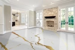 White marble surface wallpaper with gold.