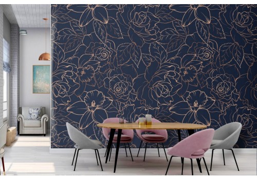 Wallpaper nature stylized flowers pattern.