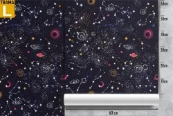 Children's Wallpaper with starry sky and planets.