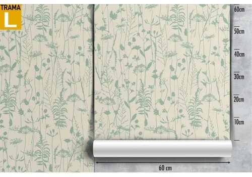 Carta da Parati natura pattern foglie stilizzate. 2