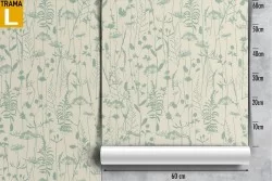 Carta da Parati natura pattern foglie stilizzate.