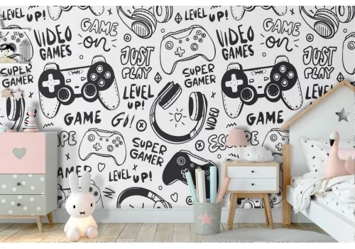 Kids video games pattern wallpaper.