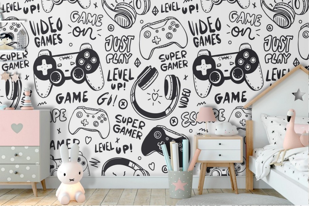 Carta da Parati bambini videogiochi pattern.
