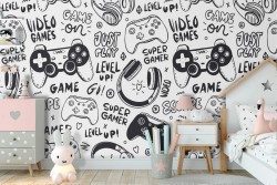 Kids video games pattern wallpaper.