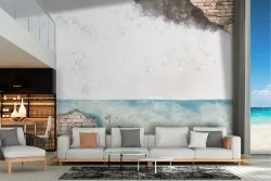 Painted wallpaper surface brick texture