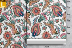 Vintage wallpaper with classic flowers and leaves pattern.