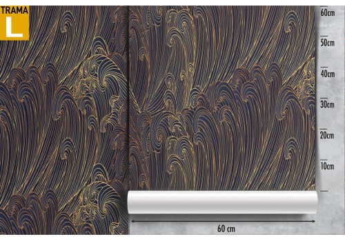 Wallpaper with stylized oriental wave pattern. 2