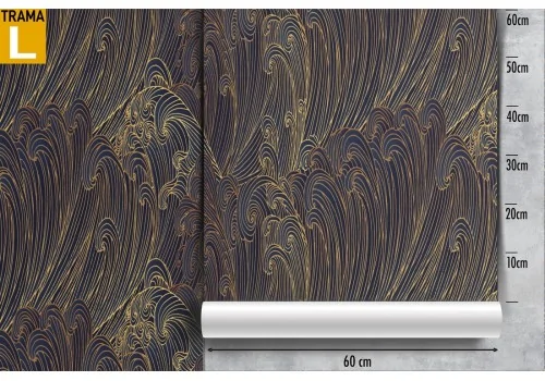 Wallpaper with stylized oriental wave pattern. 2