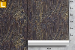 Wallpaper with stylized oriental wave pattern.