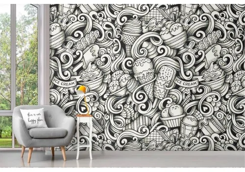 Wallpaper pattern decoration ice creams.
