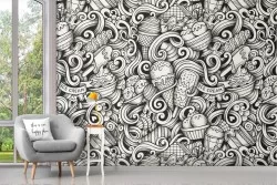 Wallpaper pattern decoration ice creams.