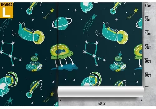 Carta da Parati bambini pattern alieni e pianeti. 2