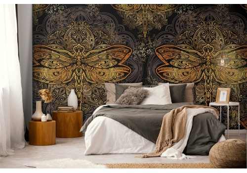 Dragonfly pattern wallpaper decoration.