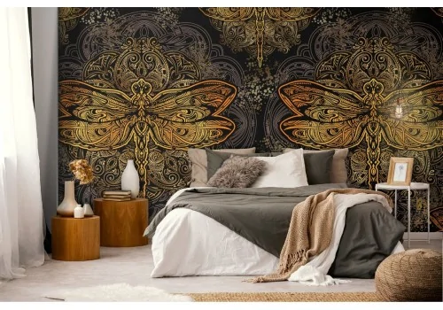 Dragonfly pattern wallpaper decoration.