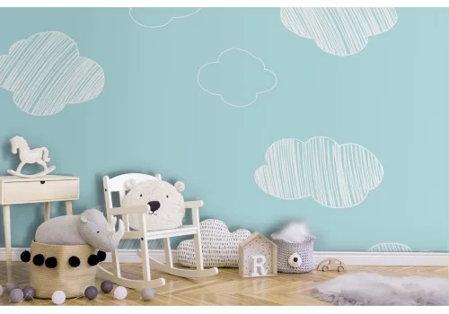 Carta da Parati bambini pattern cielo con nuvole.