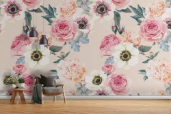 Carta da Parati decorazione fiori rosa natura.