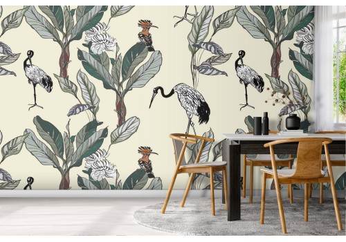 Wallpaper nature animals herons and leaves.