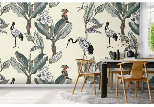 Wallpaper nature animals herons and leaves.