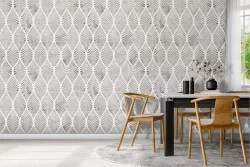 Carta da Parati decorazione foglie stilizzate pattern.