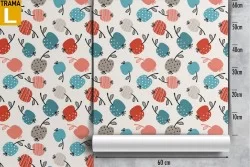Wallpaper pattern stylized apples fruit.