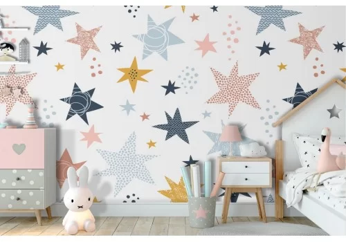Carta da Parati bambini decorazione stelle stilizzate.