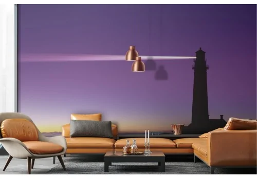 Carta da Parati paesaggio mare con faro 2