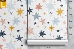Carta da Parati bambini decorazione stelle stilizzate.