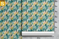 Wallpaper Design and Styles Flora and Fauna Stylized Tropical Leaves