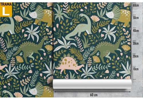 Wallpaper pattern children dinosaurs and leaves. 2