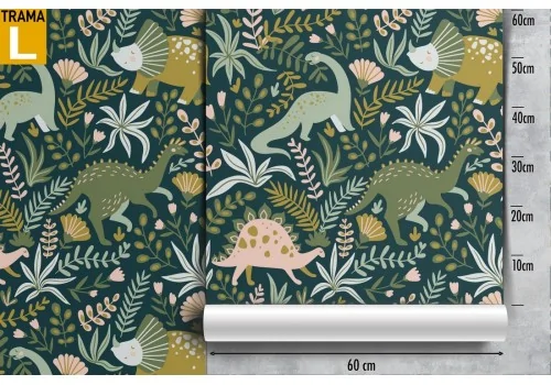 Wallpaper pattern children dinosaurs and leaves. 2