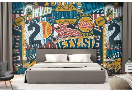 Carta da Parati pattern Basket scritte squadre.