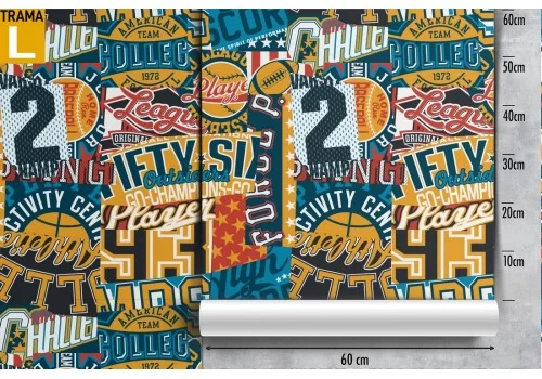 Carta da Parati pattern Basket scritte squadre. 2