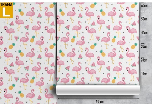 Children's wallpaper decoration pink flamingos. 2