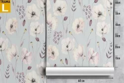 Carta da Parati natura decorazione fiori bianchi.