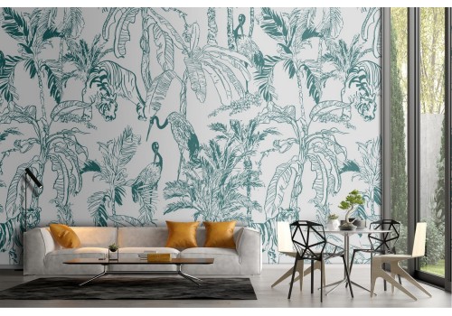 Nature wallpaper with tropical leaf pattern.