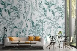 Carta da Parati natura pattern foglie tropicali.