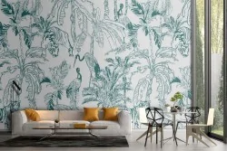 Nature wallpaper with tropical leaf pattern.