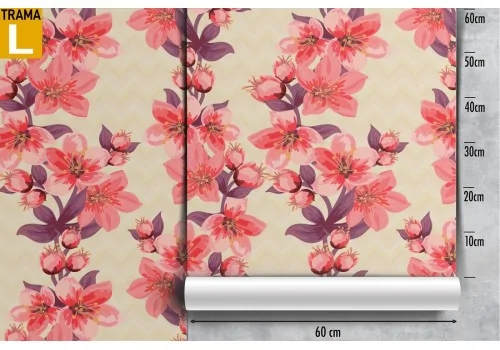 Carta da Parati fiori rosa pattern natura raffinato. 2