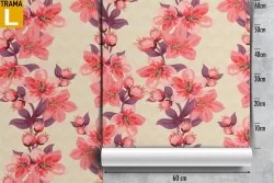 Carta da Parati fiori rosa pattern natura raffinato.