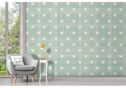 Carta da Parati cuori stilizzati pattern vintage '50.